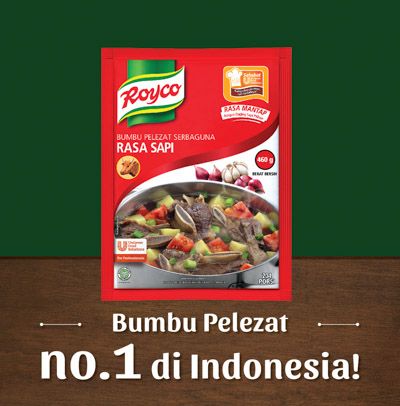 Royco Bumbu Penyedap Rasa Sapi Pouch 460g - Royco, dengan daging & rempah berkualitas untuk hasilkan kaldu mantap, penuh citarasa!